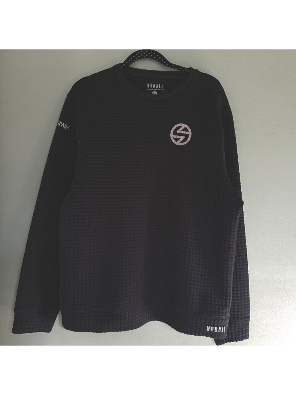 NoBull Men’s XL Black Spark FT Pull-On Seersucker Sweater Mini Square Knit
